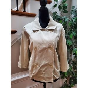 Daisy Fuentes Women's Beige Cotton Double Breasted Long Sleeve Jacket Blazer 2X